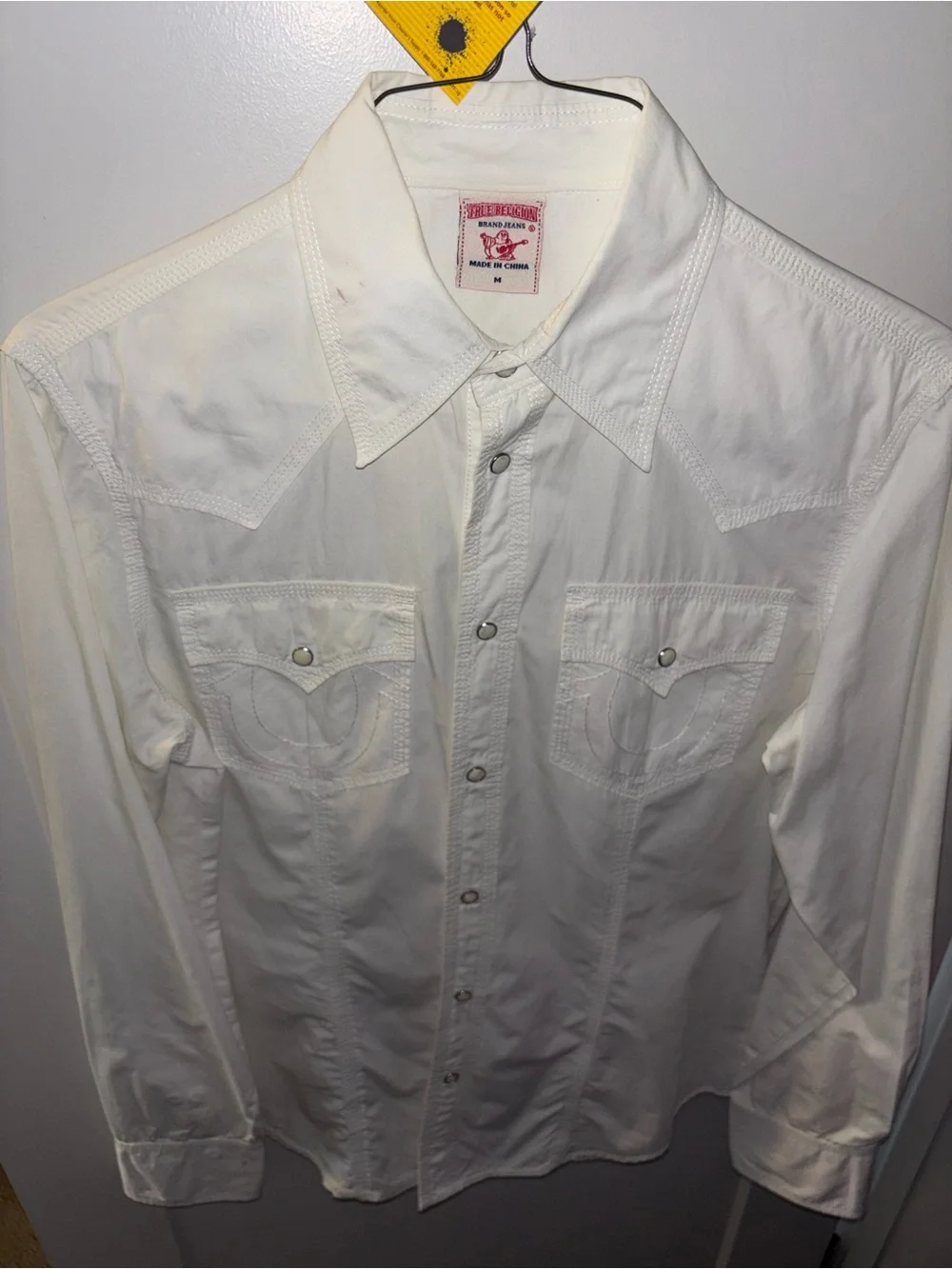 True Religion Men's White Western Button-Down Shirt